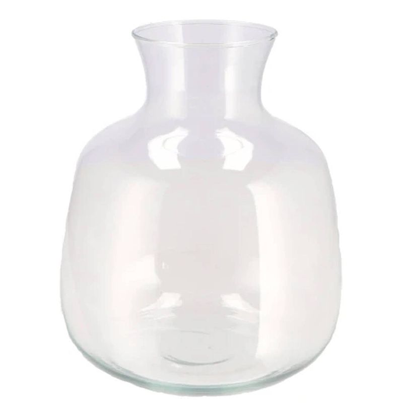 Foto van Dk design bloemenvaas mira - fles vaas - transparant glas - d24 x h28 cm - vazen