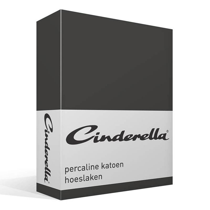 Foto van Cinderella basic percaline katoen hoeslaken - 100% percaline katoen - 1-persoons (70x200 cm) - anthracite