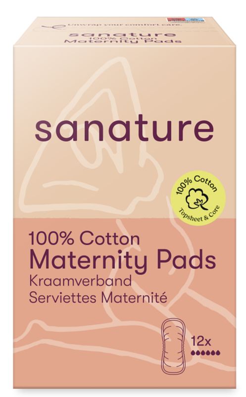 Foto van Sanature 100% cotton maternity pads kraamverband