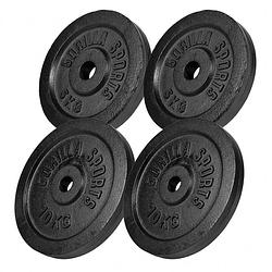 Foto van Gorilla sports halterschijven set - bundel - 30 kg (2 x 5 & 2 x 10 kg) - gietijzer zwart - 30 mm