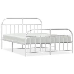 Foto van The living store metalen bedframe - klassiek design - robuuste constructie - extra opbergruimte - wit - 196 x 142 x 100