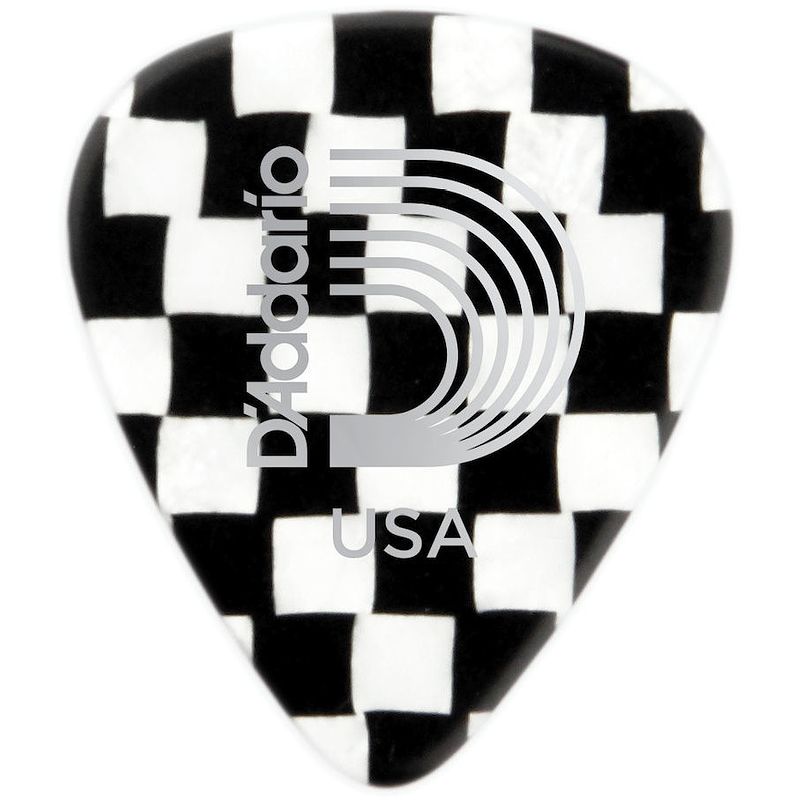 Foto van D'saddario 1ccb4-10 checkerboard celluloid plectra 10 pack medium