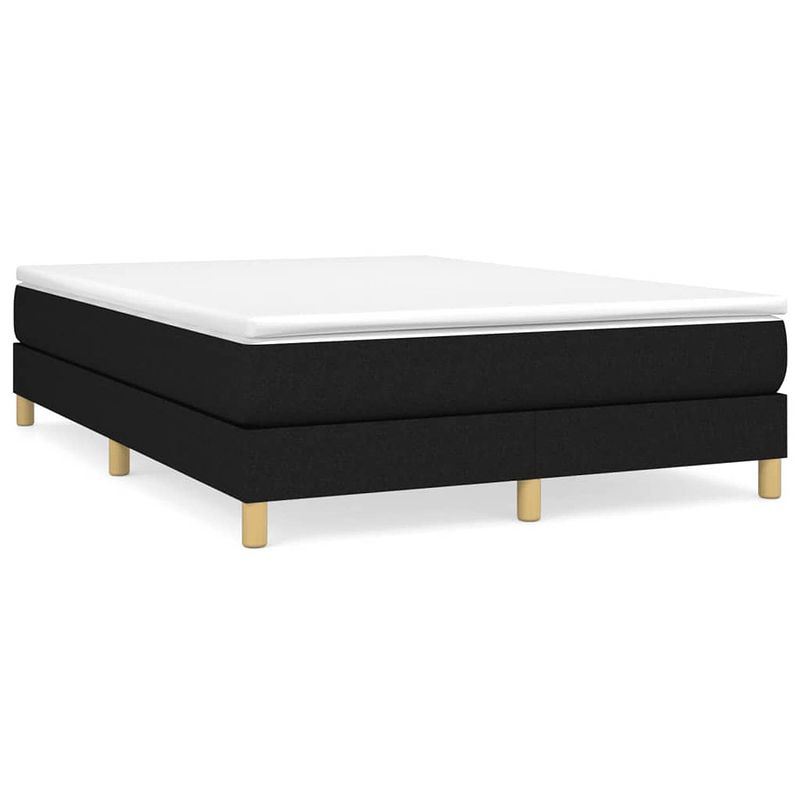 Foto van The living store boxspringbed zwart 203x140x25 cm - duurzaam materiaal - pocketvering matras - middelharde