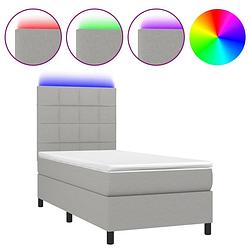 Foto van The living store bed led-light - 203 x 100 cm - light grey - breathable and durable - adjustable headboard - colorful