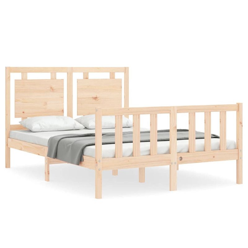 Foto van The living store massief grenenhouten bedframe - 195.5 x 145.5 x 100 cm - multiplex lattenbodem