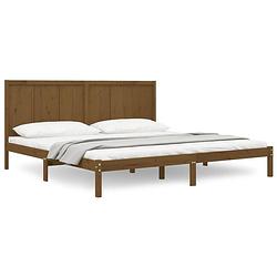 Foto van The living store houten bedframe - massief grenenhout - 205.5 x 205.5 x 31 cm - honingbruin