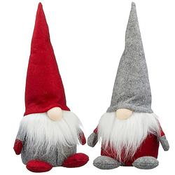 Foto van Set van 2x pluche gnome/dwerg decoratie poppen/knuffels 30 cm - kerstman pop