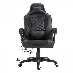 Foto van Ergonomische bureaustoel - gamestoel - gamechair - massage functie - warmtefunctie - kunstleer - zwart