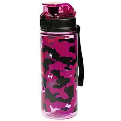 Foto van Sport bidon drinkfles/waterfles camouflage print roze 600 ml - drinkflessen