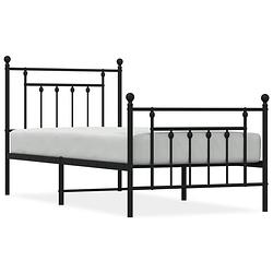 Foto van Vidaxl bedframe met hoofd- en voeteneinde metaal zwart 90x190 cm