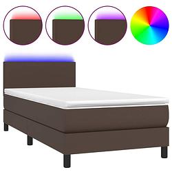 Foto van The living store boxspring bed - kunstleren bedframe - pocketvering matras - huidvriendelijk topmatras - led