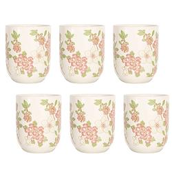 Foto van Haes deco - mokken set van 6 - ø 6x8 cm / 100 ml - met bloemen - mok