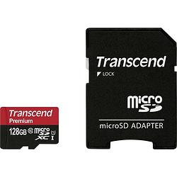 Foto van Transcend premium microsdxc-kaart 128 gb class 10, uhs-i incl. sd-adapter