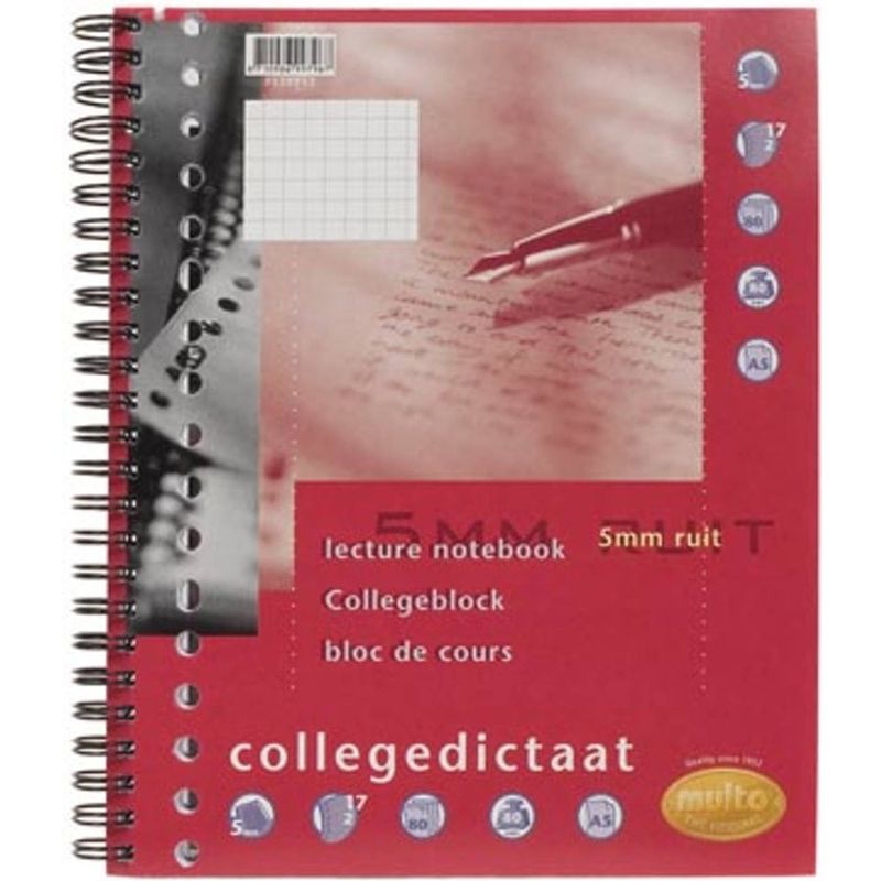 Foto van Multo collegedictaat ft 16,5 x 21 cm, geruit 5 mm, 17-gaatsperforatie