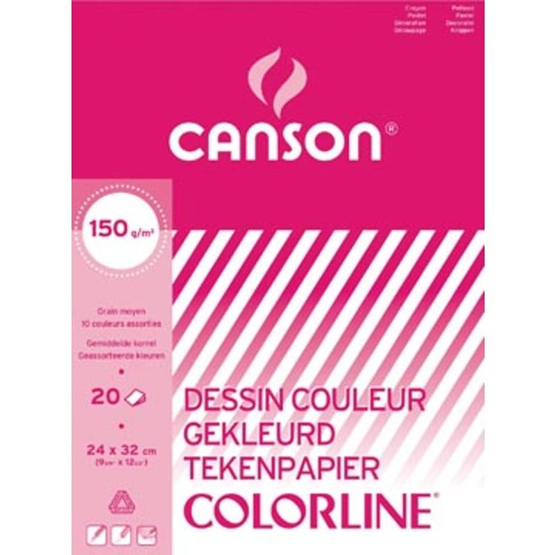 Foto van Canson tekenblok 150g/m² ft a3, 20 vel, assortiment kleuren