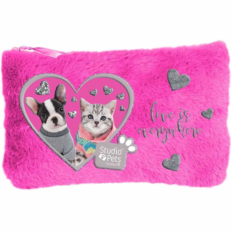 Foto van Studio pets love is everywhere - pluche etui - 12,7 x 20 cm - roze