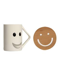 Foto van Biggdesign mok - gratis onderzetter - koffiemok - smiley keramische mok - onderzetters - 200 ml