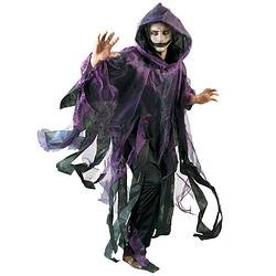 Foto van Funny fashion halloween verkleed cape/gewaad met kap - spook/geest - paars - voor volwassenen - carnavalskostuums
