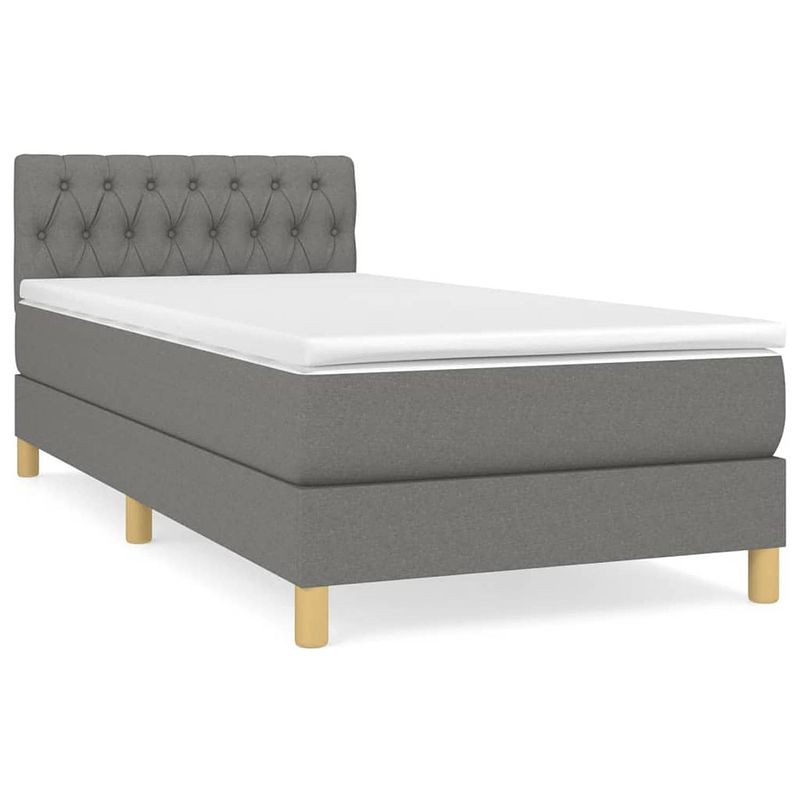 Foto van The living store boxspringbed - stof - pocketvering - middelhard - 193x90x78/88 cm - donkergrijs