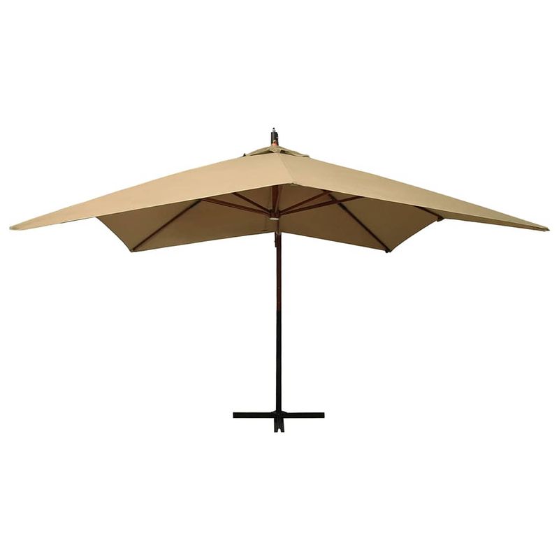 Foto van The living store zweefparasol taupe 300x280 cm - uv-beschermend en waterbestendig polyester