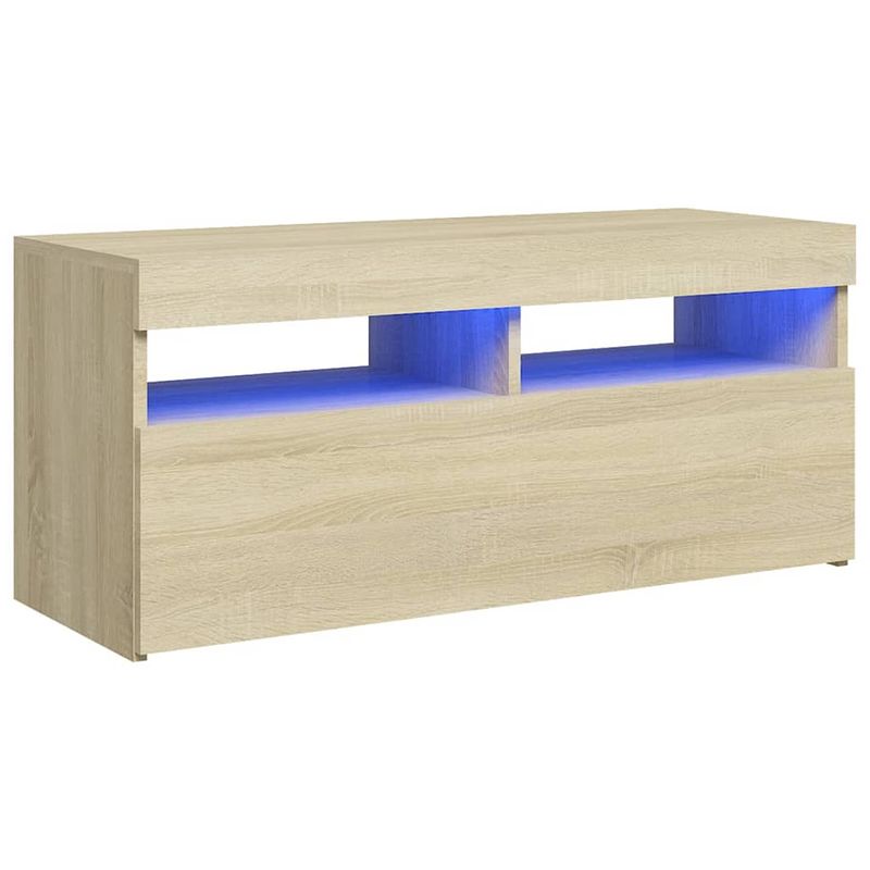 Foto van Vidaxl tv-meubel met led-verlichting 90x35x40 cm sonoma eikenkleurig