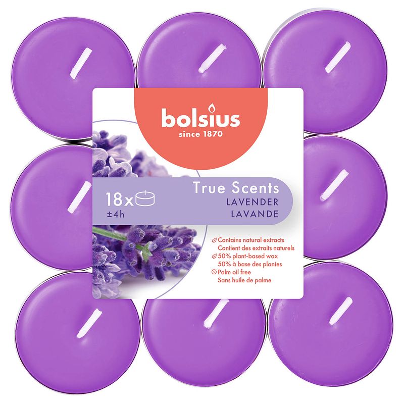 Foto van Bolsius theelichten true scents - lavendel - 18 stuks