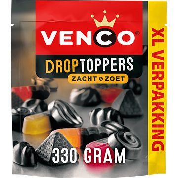 Foto van Venco droptoppers zacht zoet xl 330g bij jumbo