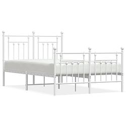 Foto van Vidaxl bedframe met hoofd- en voeteneinde metaal wit 135x190 cm