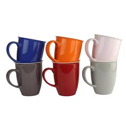 Foto van Orange85 koffiekopjes - koffiemok - 6 stuks - diverse kleuren - 320 ml - aardewerk