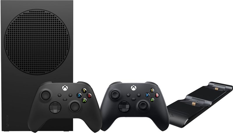 Foto van Xbox series s 1 tb zwart + wireless controller carbon zwart + pdp gaming dual charge