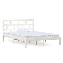 Foto van The living store bedframe - 140x200 cm - massief grenenhout - wit