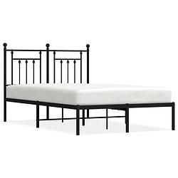 Foto van Vidaxl bedframe met hoofdbord metaal zwart 135x190 cm