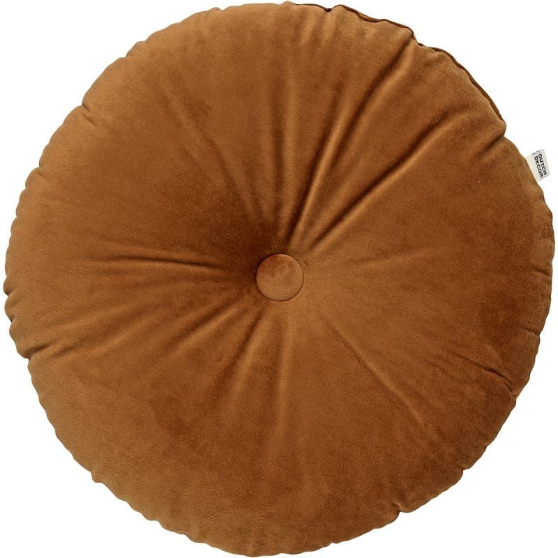 Foto van Dutch decor olly - sierkussen rond velvet tobacco brown 40 cm - bruin - bruin