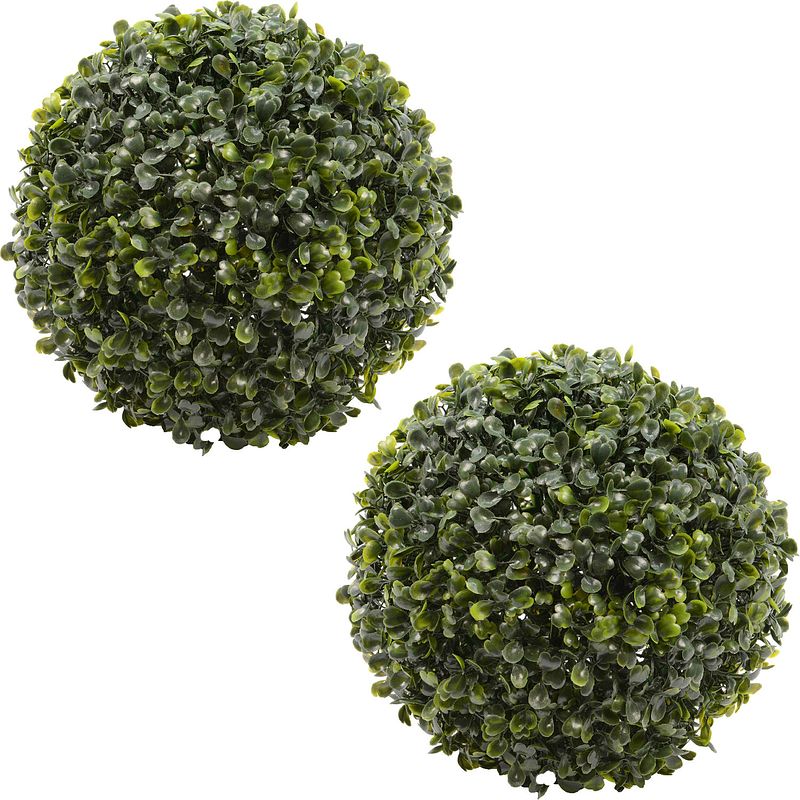 Foto van Buxus bol kunstplanten - 2x stuks - d36 cm - groen - kunststof - kunstplanten