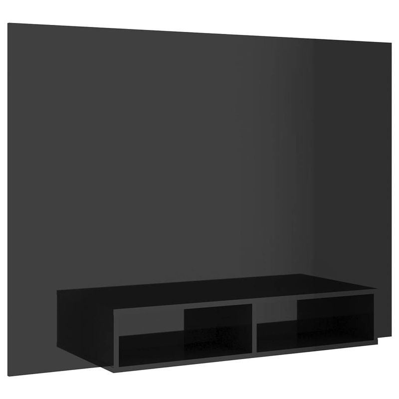 Foto van The living store tv-wandmeubel - hifi-kast - hoogglans zwart - 135 x 23.5 x 90 cm - spaanplaat