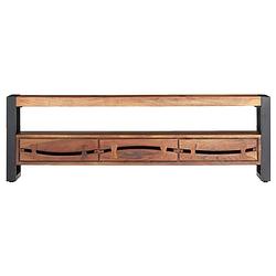 Foto van The living store houten tv-meubel - acaciahout - honingkleurige afwerking - 140 x 30 x 45 cm - 3 lades