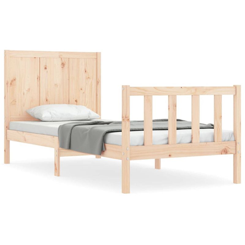 Foto van The living store massief grenenhouten bedframe - functioneel - bed - afmeting- 205.5 x 95.5 x 100 cm - ken- multiplex