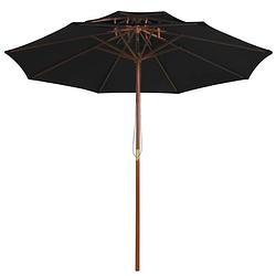 Foto van The living store parasol - houten - ø270 x 256 cm - uv-beschermend - zwart