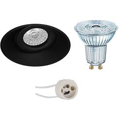 Foto van Led spot set - osram parathom par16 940 36d - pragmi nivas pro - gu10 fitting - dimbaar - inbouw rond - mat zwart - 3.7w