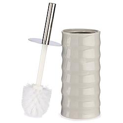Foto van Toiletborstel/wc-borstel kiezelgrijs gestreept bamboe 31 cm - toiletborstels
