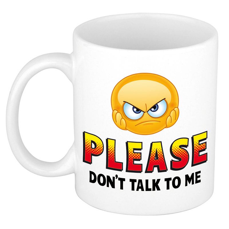 Foto van Please dont talk to me kado mok / beker wit - cadeau collega - feest mokken