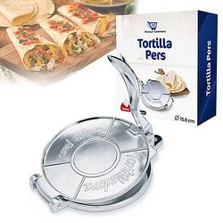 Foto van Tortilla pers - roti maker - tortilla press - taco - wrap - incl. 10 persvellen - ø15.8 cm