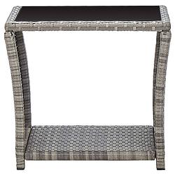 Foto van Infiori salontafel 45x45x40 cm poly rattan en glas grijs