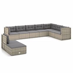 Foto van Vidaxl 9-delige loungeset met kussens poly rattan grijs