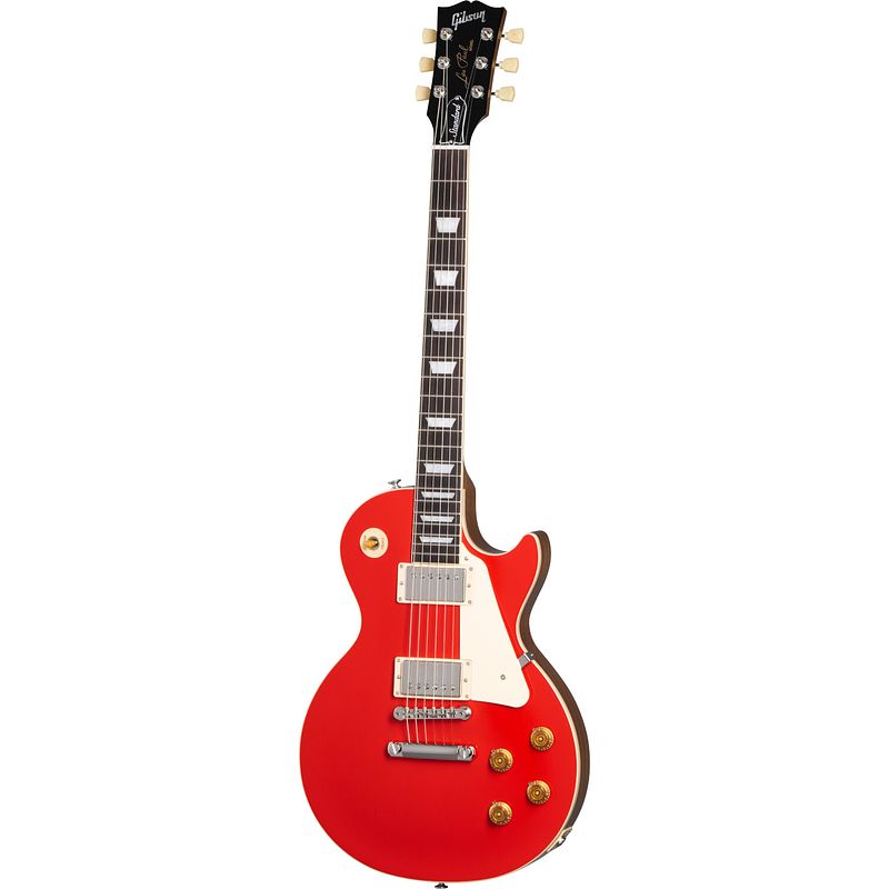 Foto van Gibson original collection les paul standard 50s plain top cardinal red elektrische gitaar met koffer