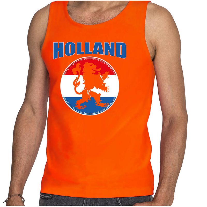 Foto van Oranje fan tanktop / kleding holland met oranje leeuw ek/ wk voor heren s - feestshirts