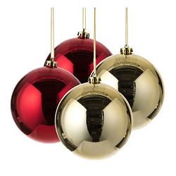 Foto van Kerstversieringen set van 4x grote kunststof kerstballen rood en goud 15 cm glans - kerstbal