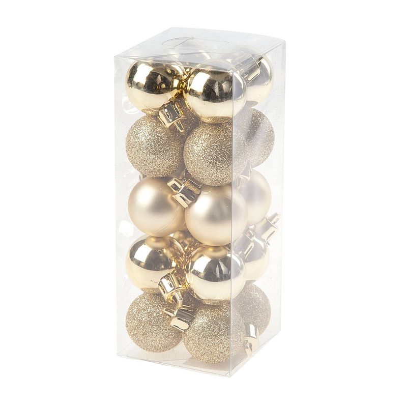 Foto van Cosy @home kerstballen goud/glitter ø 3 cm - 20 stuks