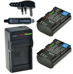 Foto van 2 x lp-e6 accu's voor canon - charger kit + car-charger - uk version