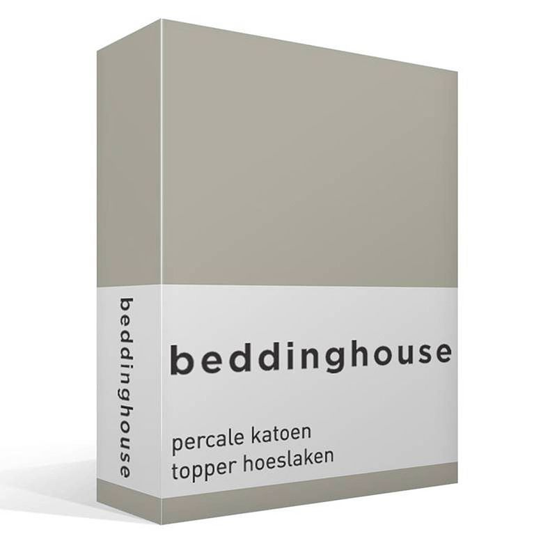 Foto van Beddinghouse percale katoen topper hoeslaken - 100% percale katoen - lits-jumeaux (180x210/220 cm) - sand